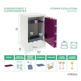 thumbnail of ARREGUI Forma Evolution 150090 Caja fuerte con llave y codigo, Caja de doble seguridad con Zócalo, apertura electronica y llave 62 x 38,5 x 36 cm 71L
