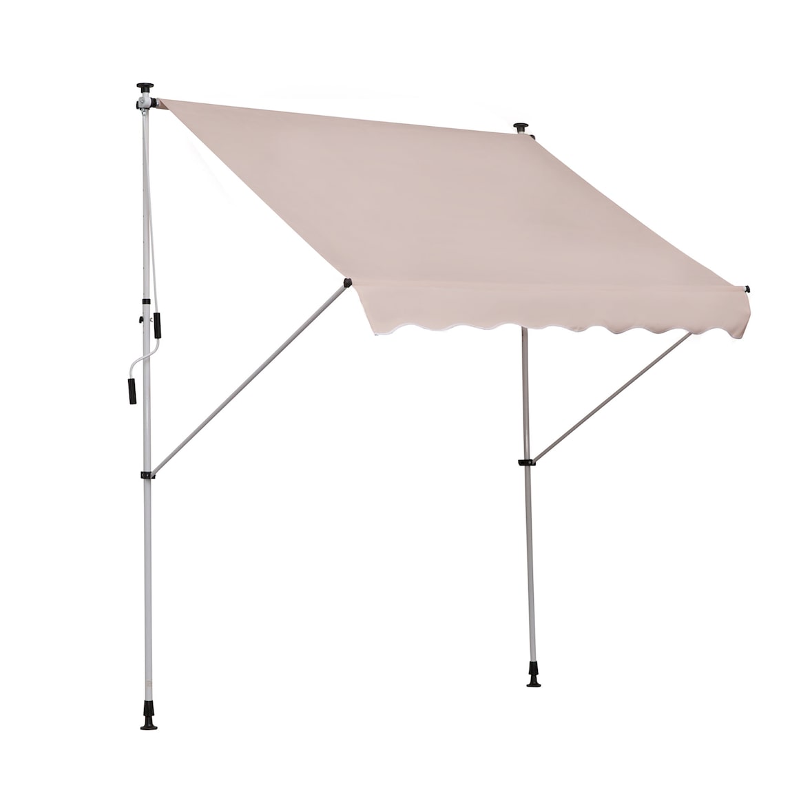 Outsunny Toldo Manual Retráctil 200x150 cm con Manivela de Aluminio Ángulo Ajustable Protección Solar para Terraza Balcón Jardín Patio Beige