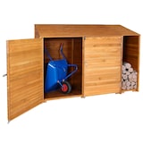 thumbnail of Geräteschuppen HWC-J75, Geräteschrank Gerätehaus, Holz gebeizt MVG-zertifiziert, 180x250x93cm ~ naturfarben