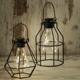 thumbnail of LED Solar Hängeleuchte eckig Industrial Look schwarz Gitter H: 14,5cm