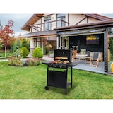 thumbnail of aro Barbecue a gas con 3 bruciatori principali, area cottura 53 × 33 cm, tavolino laterale, con ruote, acciaio, nero