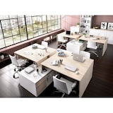 thumbnail of Dmora Scrivania Gardena, Scrittoio multiposizione da ufficio o cameretta, Tavolo da studio angolare multiuso, 139x92h75 cm, Bianco e Rovere