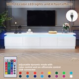 thumbnail of TV Schrank Lowboard 180x34x40 in Weiss Hochglanz mit LED Beleuchtung und 4 Schubladen gebogenes Design fuer 75 Zoll Fernseher