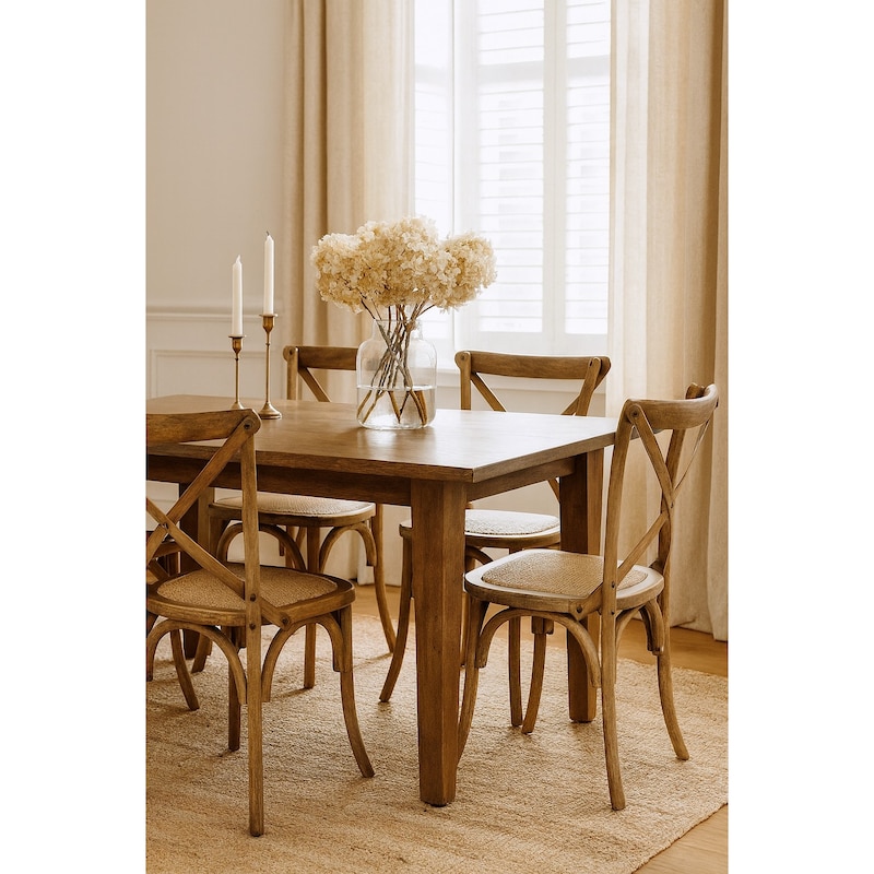 Biscottini Set Sedia In Legno Massello Frassino Con Seduta In Rattan - Bianca, Stile Bistrot Vintage Per Interni/Esterni