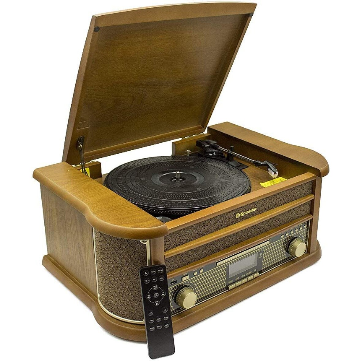 Roadstar HIF-1993BT - Reconditionné / occasion HiFi rétro Bois avec Tourne-disques (Bluetooth, FM, CD) Couleur Bois