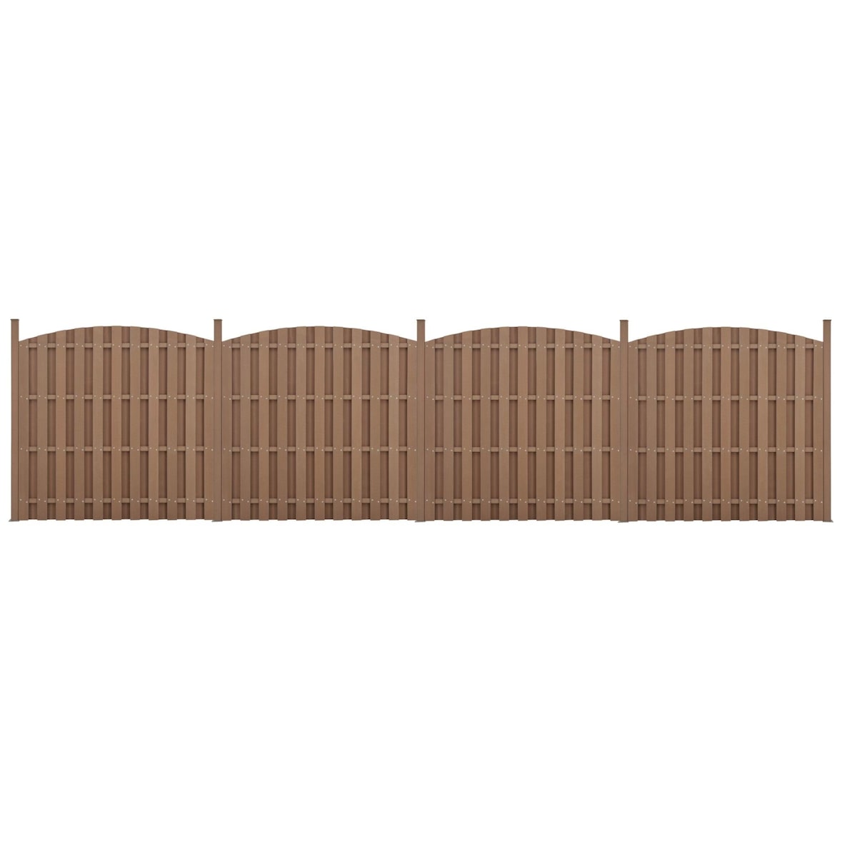 Helloshop26 - 4 pièces de clôture barrière brise vue brise vent bois composite WPC demi-cercle arrondi 185 x 747 cm brun 03_0000228