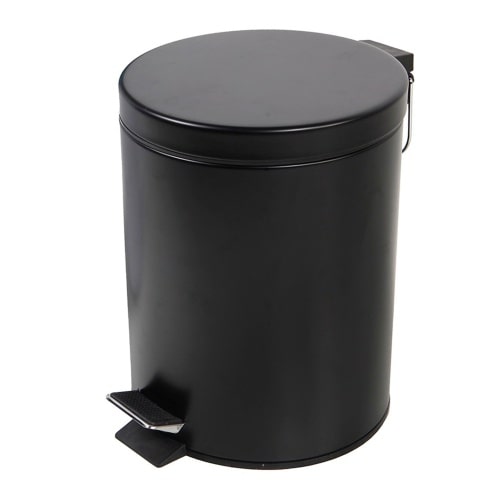 Tretmülleimer Abfallbehälter Mülleimer 5L Edelstahl schwarz Treteimer Kosmetikeimer : Schwarz