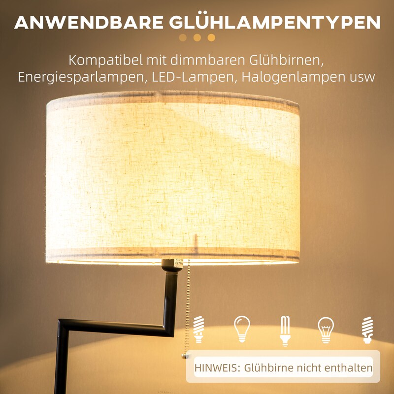 Die Lampe ist mit verschiedenen Glühlampentypen kompatibel.