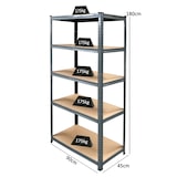 thumbnail of aro Étagère pour charges lourdes, métal, 90 x 45 x 180 cm, 5 étagères, capacité de charge de 175 kg par étagère, système de montage, gris