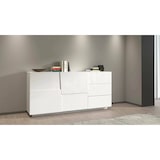 thumbnail of Dmora Kommode Ddalessi, Wohnzimmer-Buffet, Wohnzimmer-Kommode mit 2 Türen und 3 Schubladen, 180x44x86 cm, glänzendes Weiß