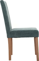 thumbnail of 6er-Set Esszimmerstuhl Littau, Stuhl Küchenstuhl Hochlehner, Stoff/Textil Chenille Holz ~ grün, naturfarbene Beine