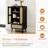 thumbnail of Merax Kompaktes Sideboard, Rattan-Design, Schwarz, Highboard, Esszimmerschrank, Bücherregal