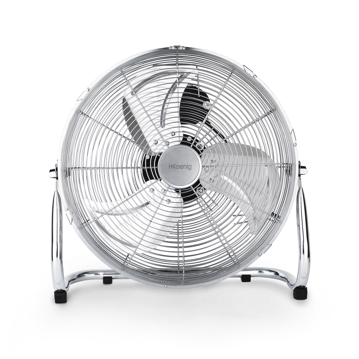 H.Koenig JOE30 Bodenventilator / leise / verchromtes Metall / 40 cm Durchmesser / 3 Geschwindigkeitsstufen / verstellbarer Neigungswinkel / 100 W