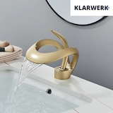 thumbnail of KLARWERK® NAVIS | Rubinetto Cascata Bagno Oro Opaco Acciaio | per Lavabo Hotel | Miscelatore 2 Attacchi Design Premium Gastro Premium