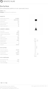 thumbnail of Zoe Surface Pendelleuchte von Beneito & Faure, 7 W, 38°, 3000 K, Mattschwarz - Konisches Design, LED, CRI 90, UGR < 19, für Innenbeleuchtung