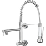 thumbnail of Björn|Catering Grifo monomando de pared agua fría plata|grifo cocina profesional acero inoxidable dos duchas|grifo fregadero doble pared restaurante