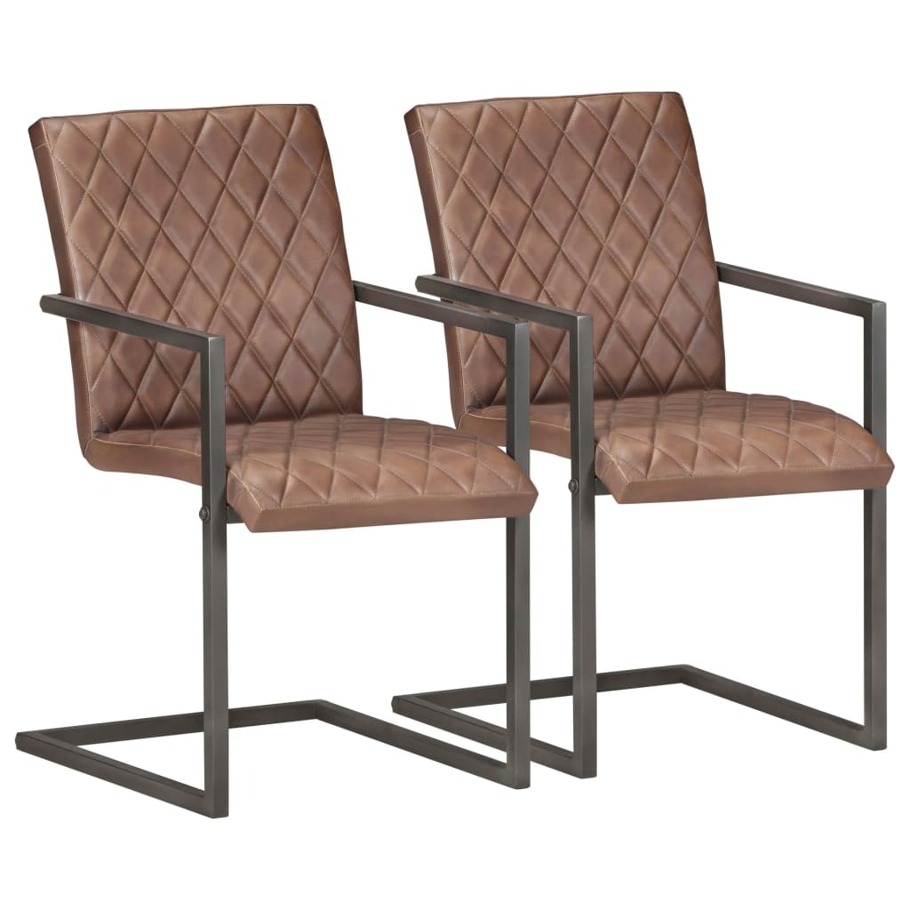 vidaXL Eetkamerstoelen 2 st echt leer bruin