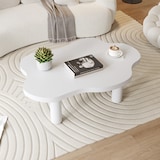 thumbnail of Wolkenförmiger Couchtisch 100x70x40 cm MDF PVC Vierbein Design abgerundete Kanten platzsparend kompakt Wohnzimmer Beistelltisch weiß