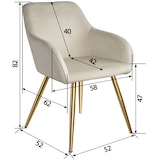 thumbnail of tectake Ensemble de 4 chaises rembourrées aspect velours crème et or - 404902