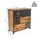 thumbnail of Commode CONTINENTO XL 88,5 x 36 x 84,5 cm 10 schuiflades 1 deur massief dennen hjh LIVING