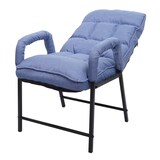 thumbnail of Eetkamerstoel HWC-K40, stoel gestoffeerd, 160kg belastbaar rugleuning verstelbaar metaal ~ stof/textiel blauw