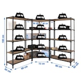 thumbnail of Maderclick Metalen hoekrek zonder schroeven 5 planken + 2 Maderclick planken. Antraciet/hout kleur 1800x1800x300 mm