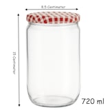 thumbnail of Confituurpot Jampot Inmaakpot met geruite schroefdeksel van 720 ml – 8.5 x 8.5 x 15 cm - 6 stuks