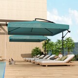 thumbnail of Outsunny parasol excéntrico Ø 295 cm con ángulo ajustable mosquiteras base cruzada y manivela para terraza patio exterior verde oscuro