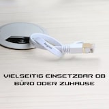 thumbnail of 15 m Flaches Cat 7 LAN-Kabel Weiß – Hochgeschwindigkeits-Netzwerkkabel, Gigabit Ethernet, Ultra Slim Patchkabel für Router