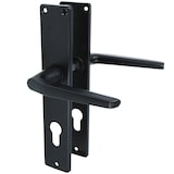 thumbnail of Langschild Profilzylinder Türbeschlag Drückergarnitur Schwarz pulverbeschichtet