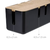 thumbnail of Relaxdays Kabelbox, für 2 Steckdosenleisten, Holzdeckel, Kunststoff, Kabel verstecken, HBT: 11,5x30,5x12,5 cm, schwarz