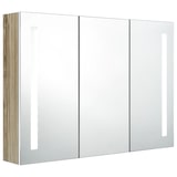thumbnail of vidaXL LED-Bad-Spiegelschrank 89x14x62 cm Weiß und Eichen-Optik