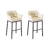 thumbnail of Conjunto de 2 bancos de bar DAMASO em imitação de pele com estrutura de 4 pernas creme/preto