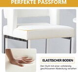 thumbnail of Barhocker Set 2er mit Rückenlehne 91x48x53 cm Weiß+Silber, quadratischer Polstersitz, PU Bezug, Metallbeine, nordischer Stil