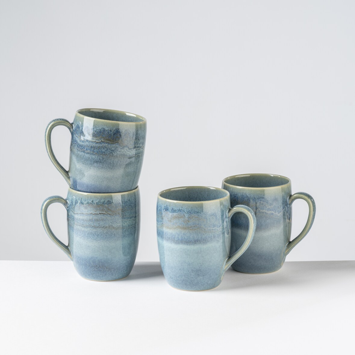 Gipfelstück Kaffeebecher 27,5 cl 4er Set BLAU/GRÜN, postsicher, Serie TIEFER SEE