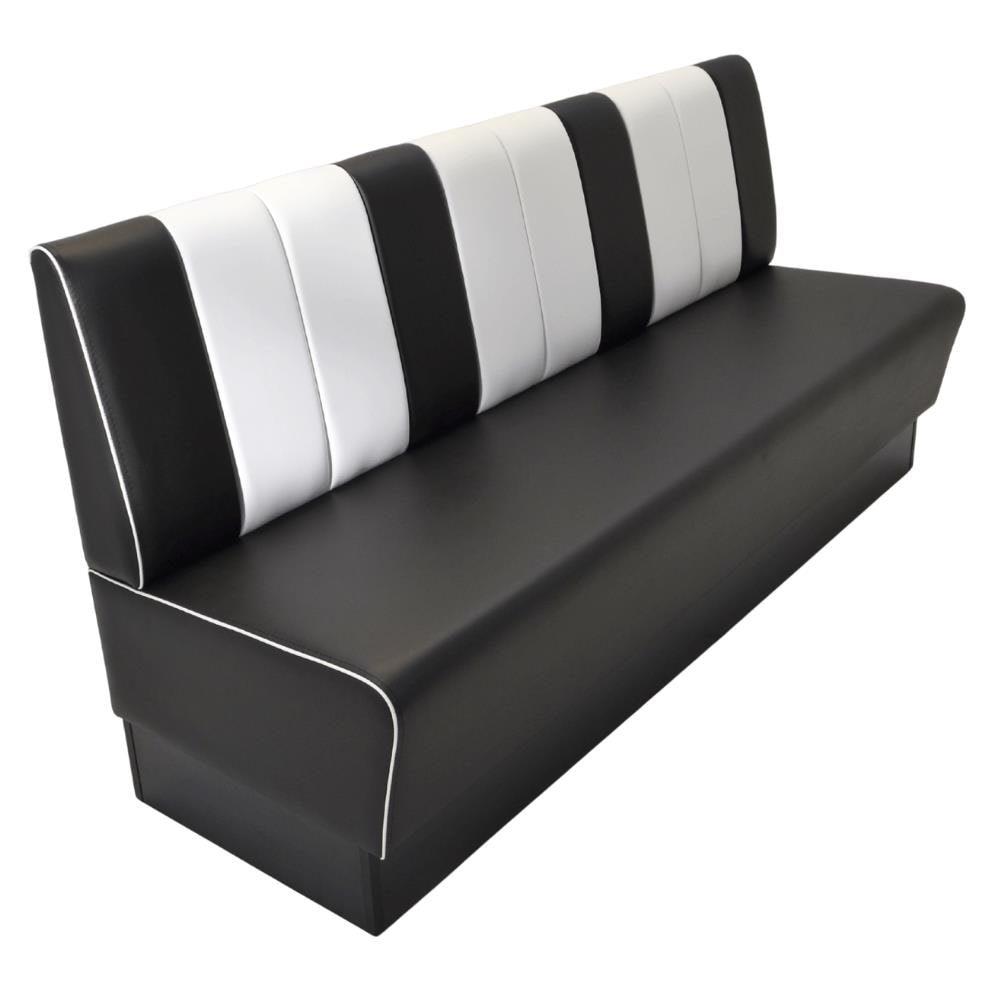 Gastro Sitzbank Americano Retro | Dinerbank Schwarz & Weiß | 180 cm breit | Amerikanische Sitzbank