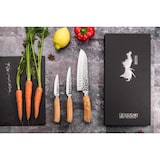thumbnail of 3 couteaux Wusaki Damas 10Cr en coffret élégant (santoku alvéolé, universel, office)