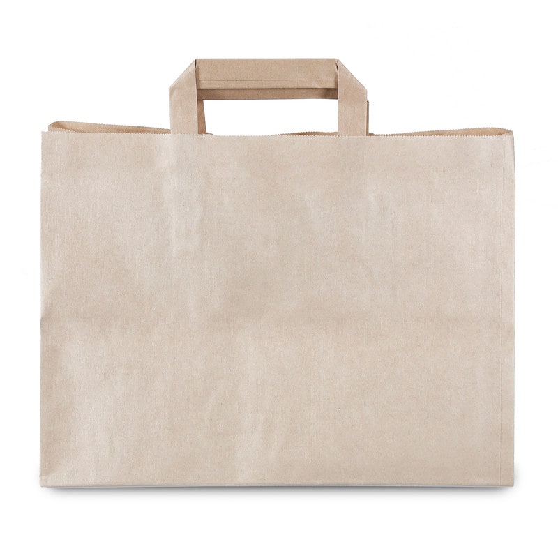 Commerline 250 Stück Papiertragetaschen 32+22x25cm Braun Kraftpapier mit Henkel