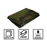 thumbnail of Bâche de camouflage militaire 1,8x3 m Verte et Noire Polyéthylène 140g/m²