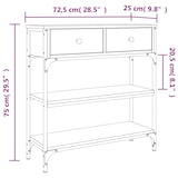 thumbnail of Mesa consola madera de ingeniería roble Sonoma 72,5x25x75 cm