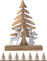 thumbnail of Holzfigur Weihnachtsbaum mit Hirsch u. Engel 20x27cm Masterbox 8-teilig Weihnachtsdeko Mangoholz