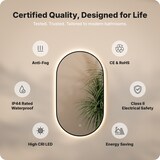 thumbnail of Mirlux Badkamerspiegel met LED Verlichting & Verwarming – Wandspiegel Ovaal – Anti Condens Douchespiegel - Zwart - 90x60CM