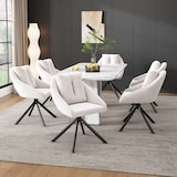 thumbnail of Drehstuhl Esszimmerstuhl Samt Beige 79x59x65 2er Set mit Rollen ergonomische Rückenlehne Metallgestell atmungsaktiver Bezug modern für Büro, Zuhause