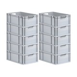 thumbnail of PROREGAL 10x Eurobox NextGen Grip mit Scharnierdeckel & schwarzen Verschlüssen | HxBxT 22x40x60cm | 44 Liter | Griffe offen | Verstärkter Boden