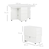thumbnail of HOMCOM mesa de comedor plegable mesa de cocina extensible alas abatibles con ruedas y cajones de almacenamiento de estilo moderno 120x80x75 cm blanco