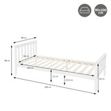 thumbnail of ML-Design Holzbett 90x200 cm Weiß – Kiefernholz Massivholzbett mit Lattenrost & Füßen, Einzelbett mit Kopf- & Fußteil, Jugendbett für Kinder &