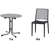 thumbnail of SIENA GARDEN Urban Lights Set 5teilig Square Stuhl gastrotauglich anthrazit mit Tisch Sola Ø80