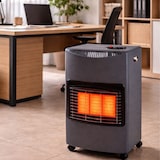 thumbnail of Estufa de gas infrarrojos con ruedas, 3 niveles de calefacción, GLP butano, piezoeléctrica, con dispositivo de seguridad de apagado, negro, 73x42x36cm