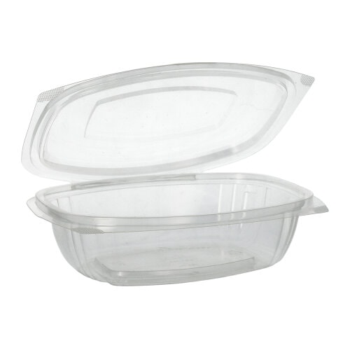 4 X 50 Feinkost- und Salatschalen mit Klappdeckeln, PLA "pure" 750 ml 6,6 cm x 20,5 cm x 16,8 cm glasklar