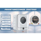 thumbnail of Merax Mini Ablufttrockner 3 kg, wandmontierbar, 4,5 kg effektiv, PTC-Keramikheizung, Edelstahl-Trommel, 5 Programme, leise 62 dB, Weiß